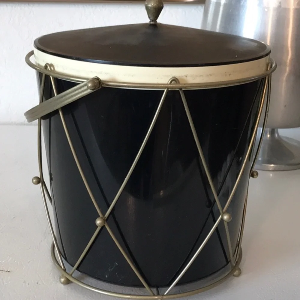 Thermos Insulated Ice Tub Mid Century Modern Ice Bucket Removable Holder